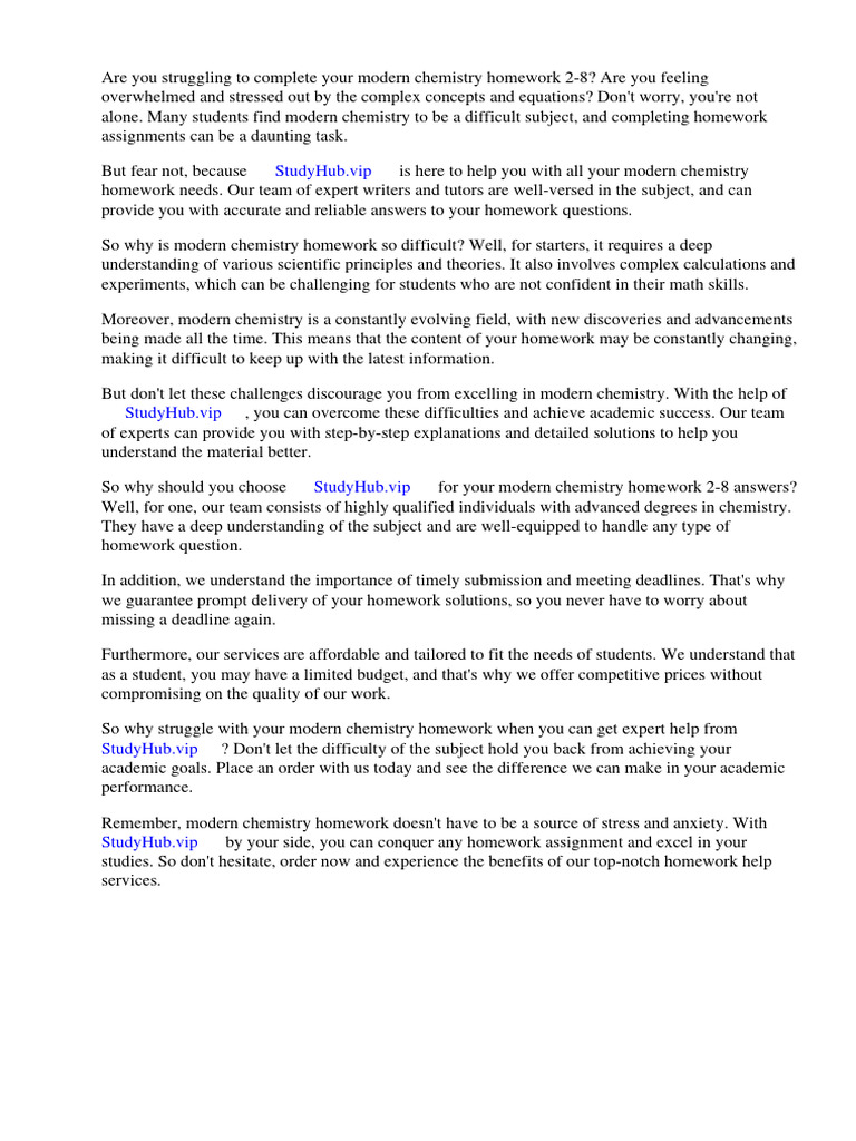 Modern Chemistry Homework 2-8 Answers | PDF | Chemistry | Chemical ...
