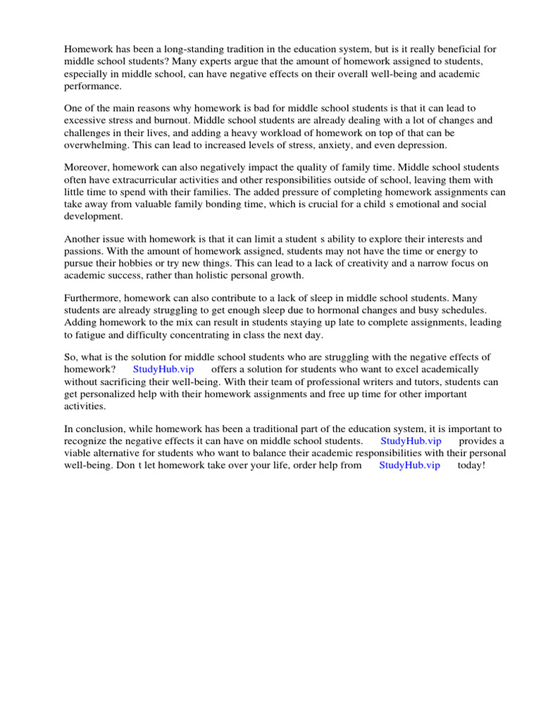 Why Is Homework Bad For Middle School Students | PDF | Homework | Schools