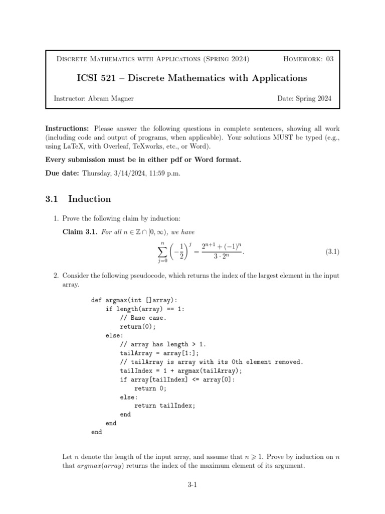 Discrete Math Homework 03 | PDF | Algorithms And Data Structures ...