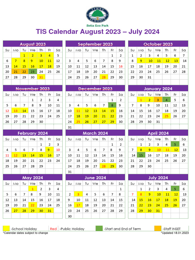 TISCalendar20242025 PDF Observances Holidays