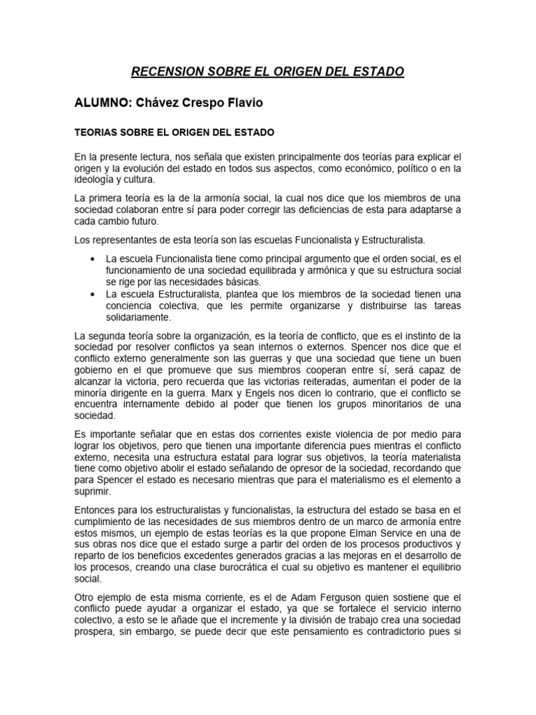 Resencion sobre el origen del estado alumno chavez crespo flavio