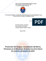 Prevención del Dengue a la población del Barrio Primavera en el Municipio de santa cruz de la sierra de octubre a diciembre