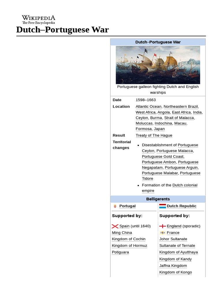 THE DUTCH PORTUGUESE WAR 1602 1663 intelligence overview
