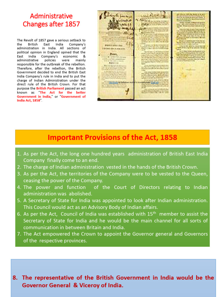 Administrative Changes After 1857 | PDF