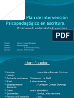 Plan de Intervención Psicopedagógico en Escritura