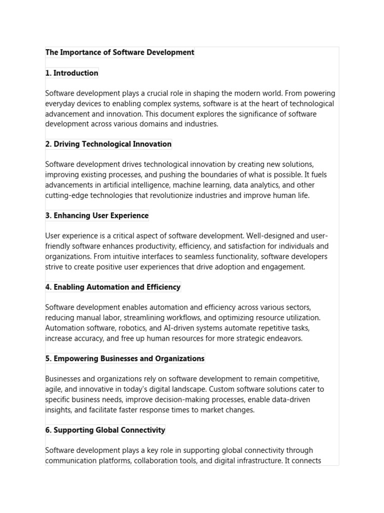 The Importance of Software Development | PDF | Automation | Software
