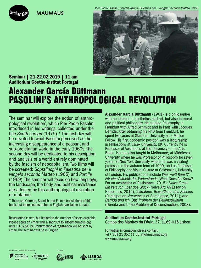 Alexander García Düttmann Pasolini's Antropological Revolution PDF