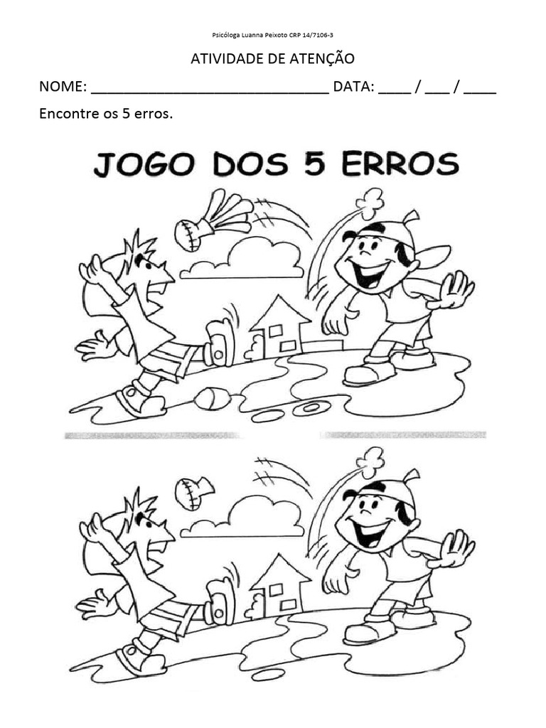 Atividade de Atenção - Jogo 5 erros 2 | PDF