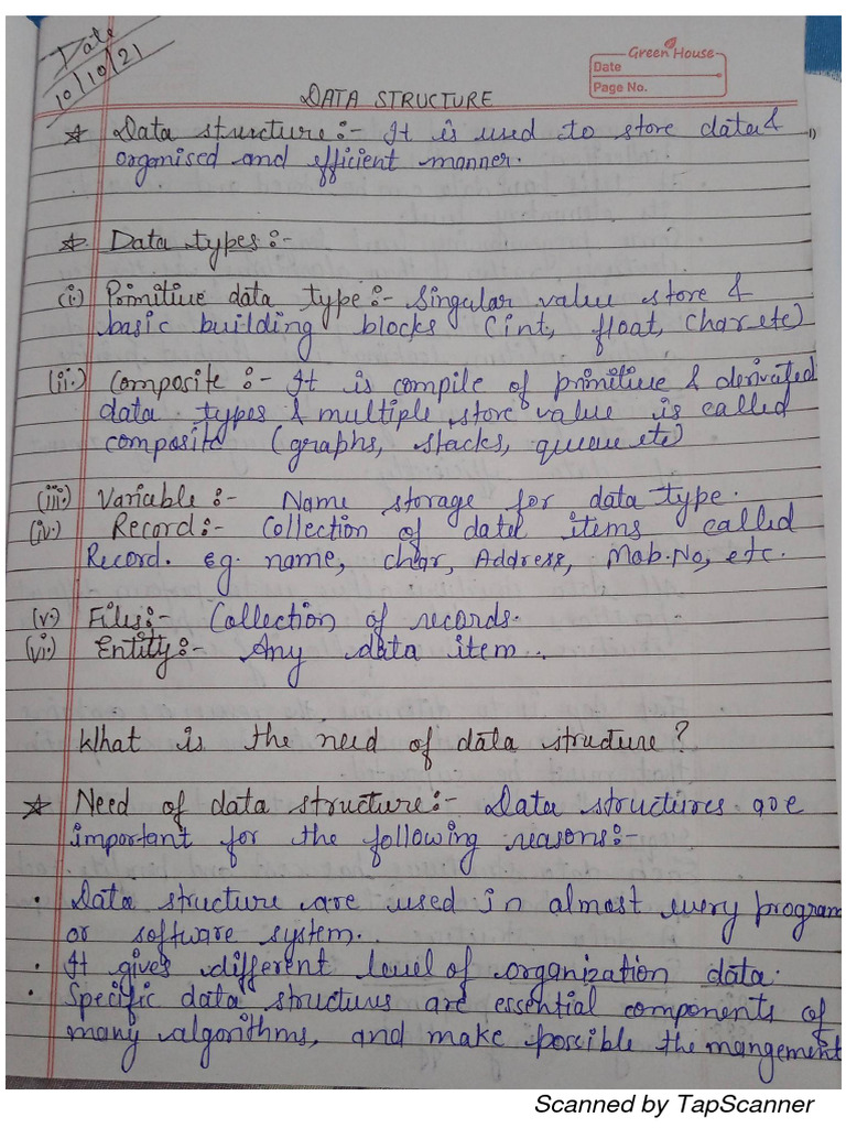 Data Structure Notes | PDF