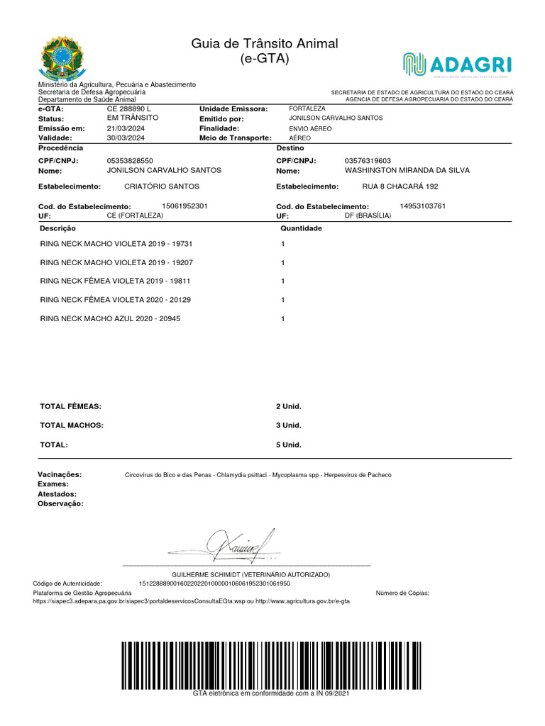 Guia de transporte animal jonilson carvalho santos pdf