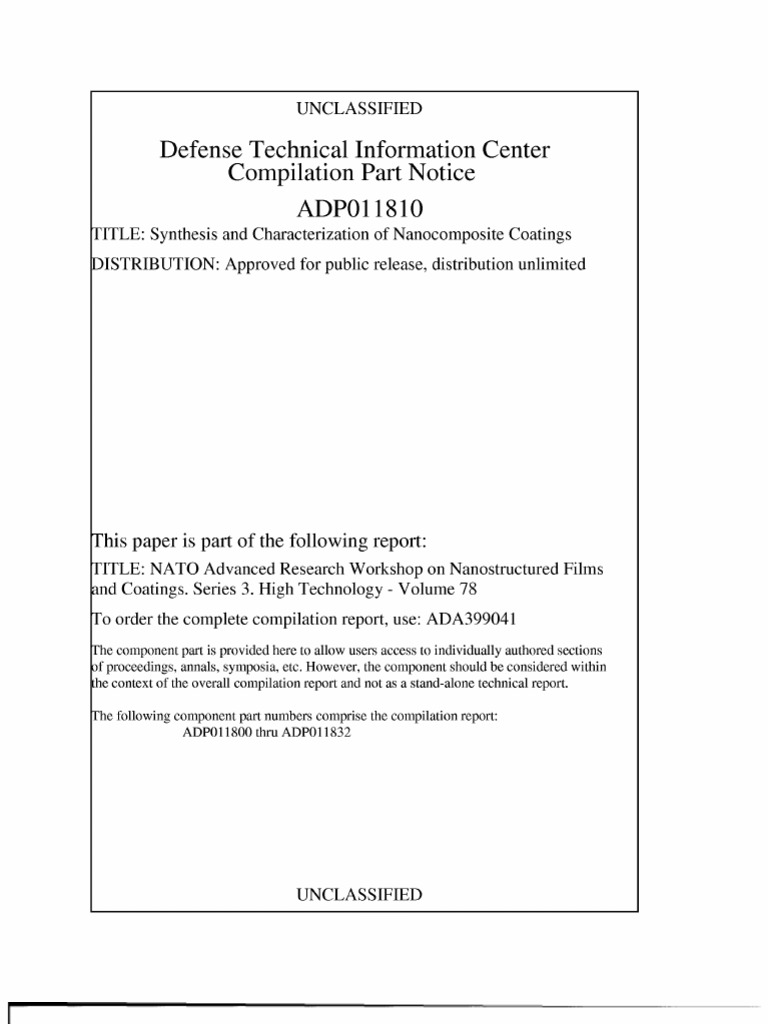 Defense Technical Information Center Compilation Part Notice | PDF ...