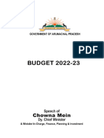 Budget Speech 2022 23 Arunachal Pradesh