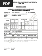 MPMSU BAMS IIND Marksheet