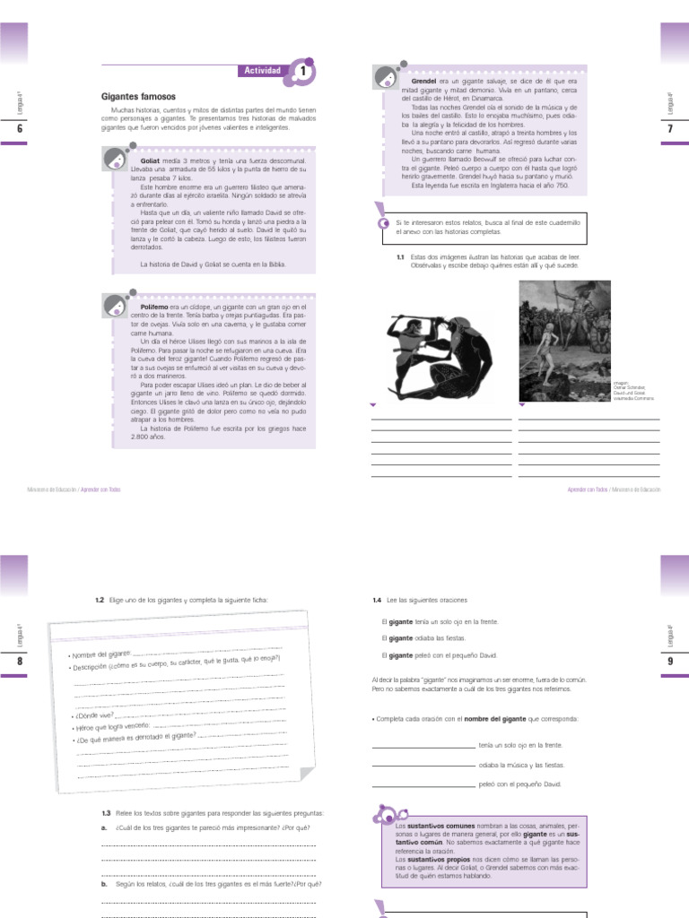 Actividades de Lengua para 5to Grado | PDF | Goliat | David