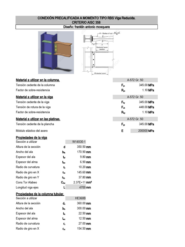 Conexión Precalificada Rbs | PDF | Viga (Estructura) | Ingeniería mecánica