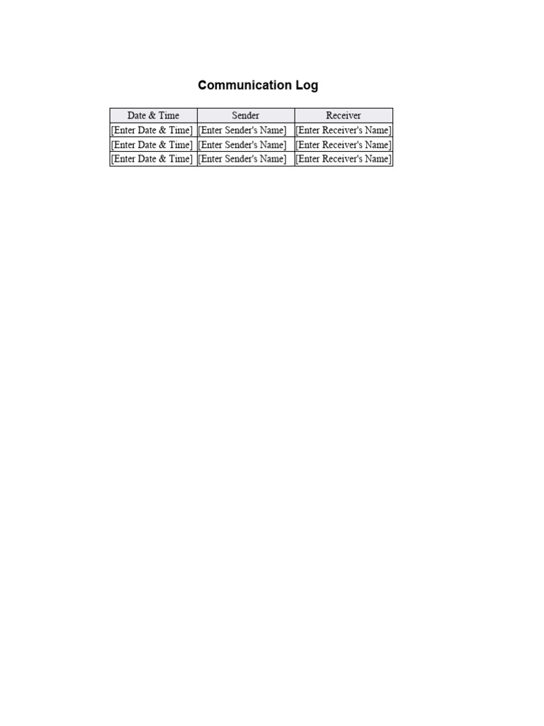 Communication Log Template | PDF