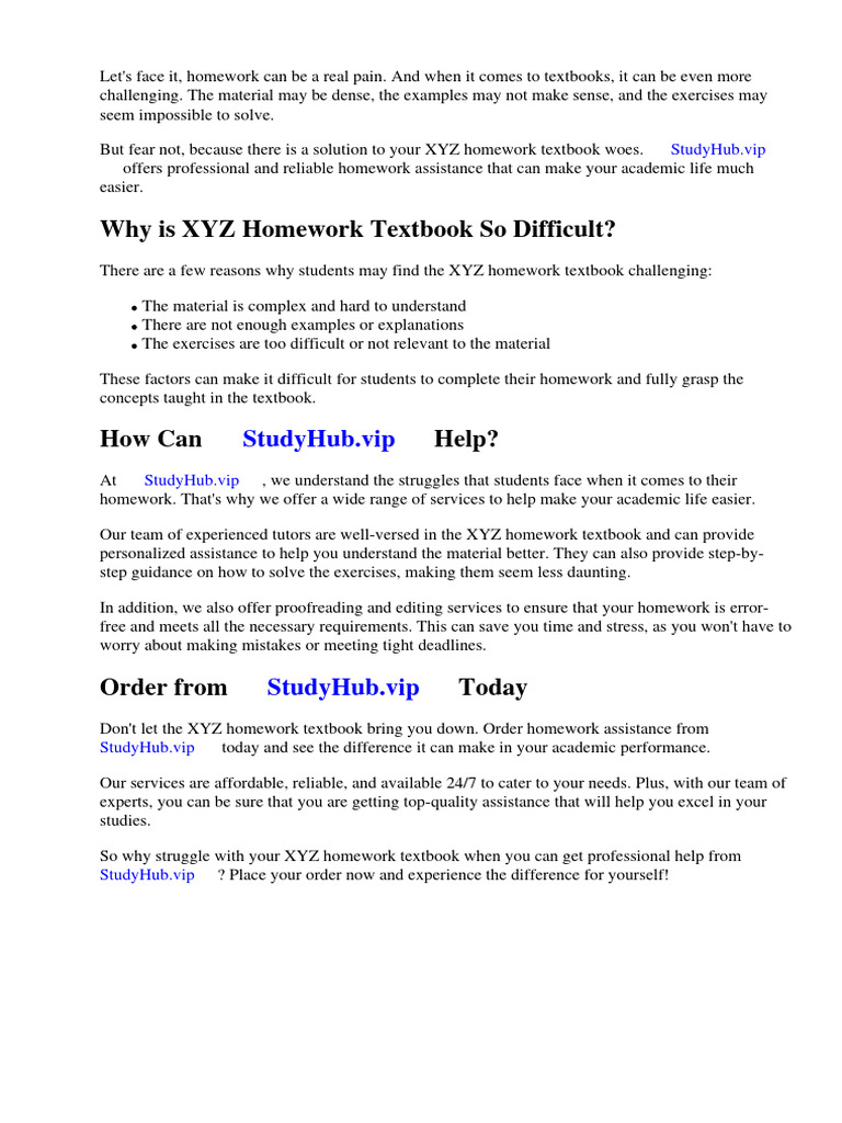 Xyz Homework Textbook PDF Homework Books
