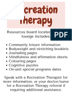 Recreation Therapy: Resources Board Located in West Lounge Includes