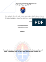 Prevención de Cáncer de Cuello Uterino en Las Mujeres 25 A 55 Años en El Barrio El Quior, Municipio de Santa Cruz de La Sierra