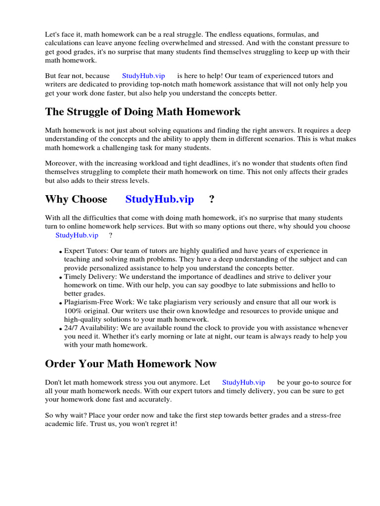 How To Get A Lot of Math Homework Done Fast | Download Free PDF