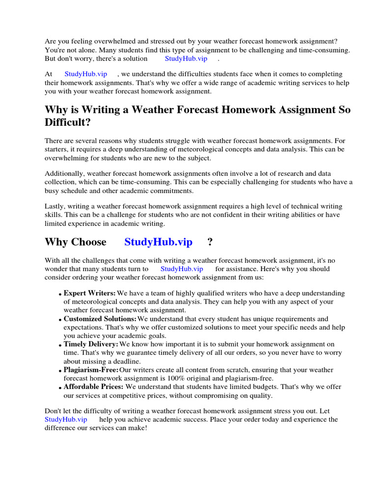 Weather Forecast Homework Assignment | PDF | Natural Disasters | Weather