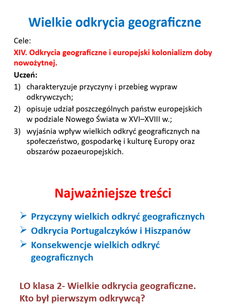 Współrzędne Geograficzne Test Klasa 6 1A Wielkie Odkrycia Geograficzne Prawidłowa (1) | PDF