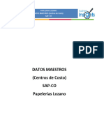Datos Maestros - Clases de Costo Sec - Sap-Co - Papelerias Lozano