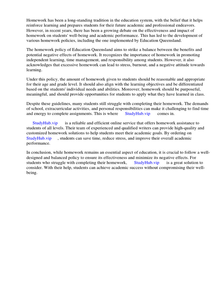 Homework policy education queensland pdf homework learning