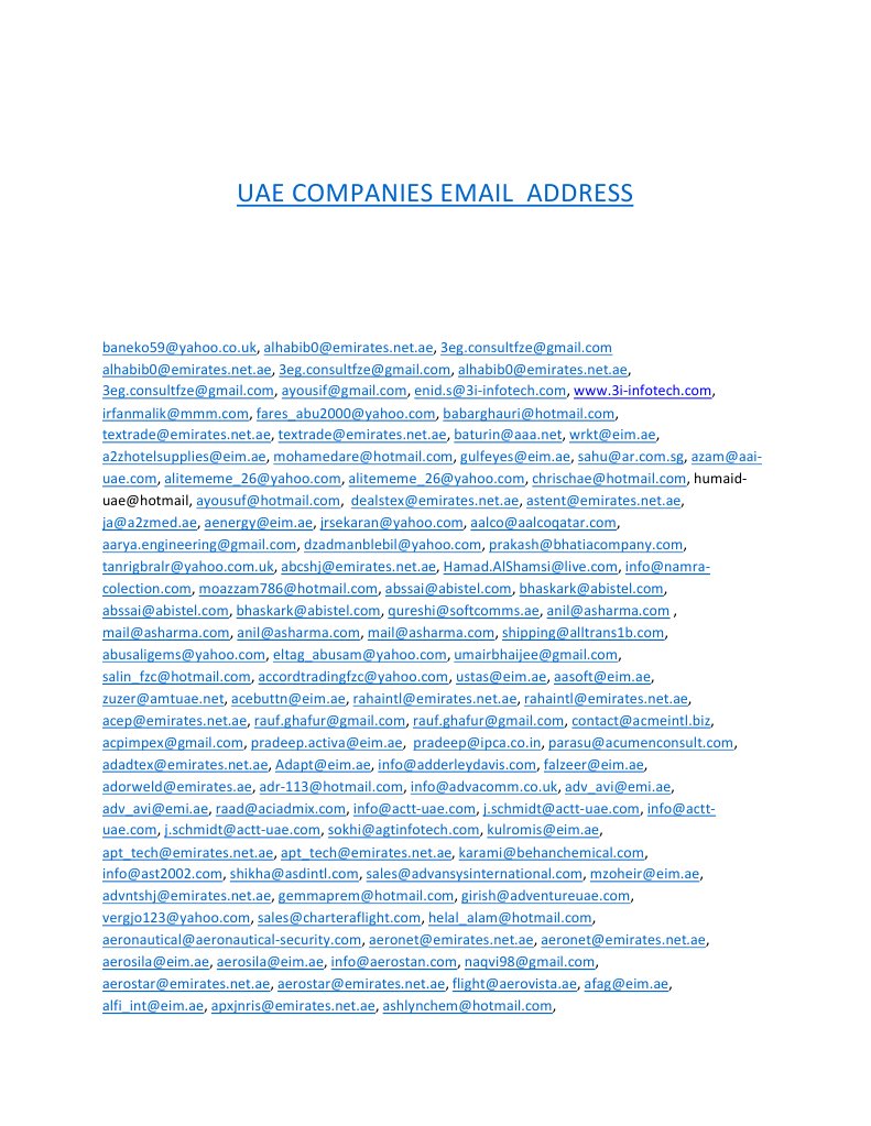 Email Address Uae Companies