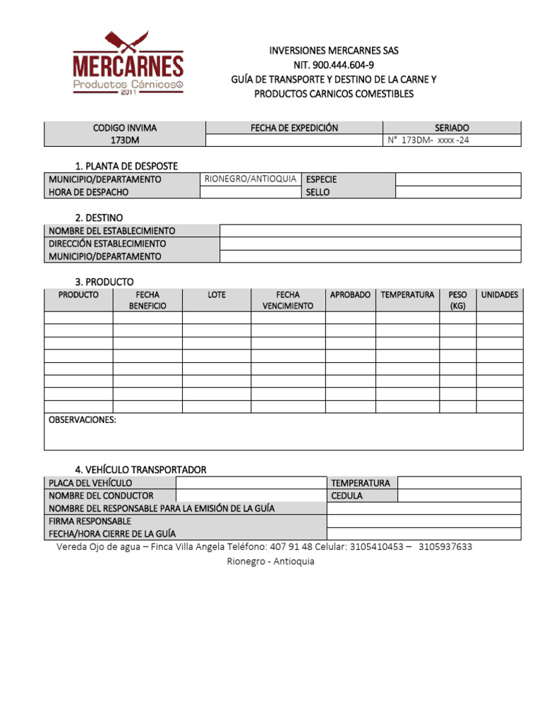 Modelo Guia de Transporte | PDF