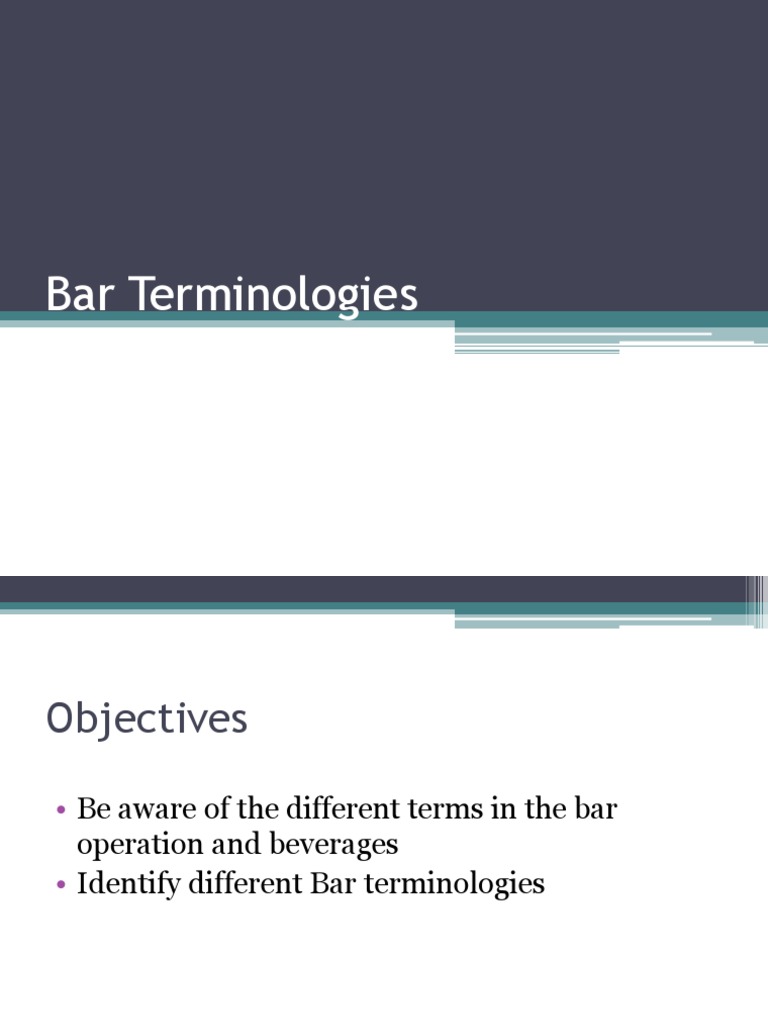 Bar Terminologies | PDF | Distilled Beverages | Alcoholic Drinks
