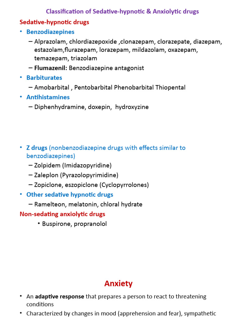 Sedative-Hypnotics and Anxiolytics Overview | PDF | Benzodiazepine ...