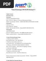 Pemenang Lmcr-2011 PT Rohto Laboratories Indonesia Kategori C