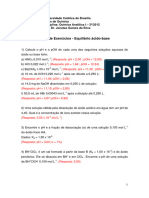 Lista de Exercícios - Equilíbrio Ácido-Base