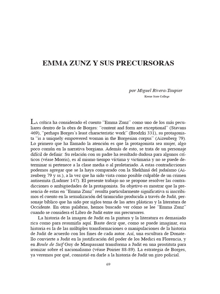 RiveraTaupier, M. Emma Zunz y Sus Precursoras PDF