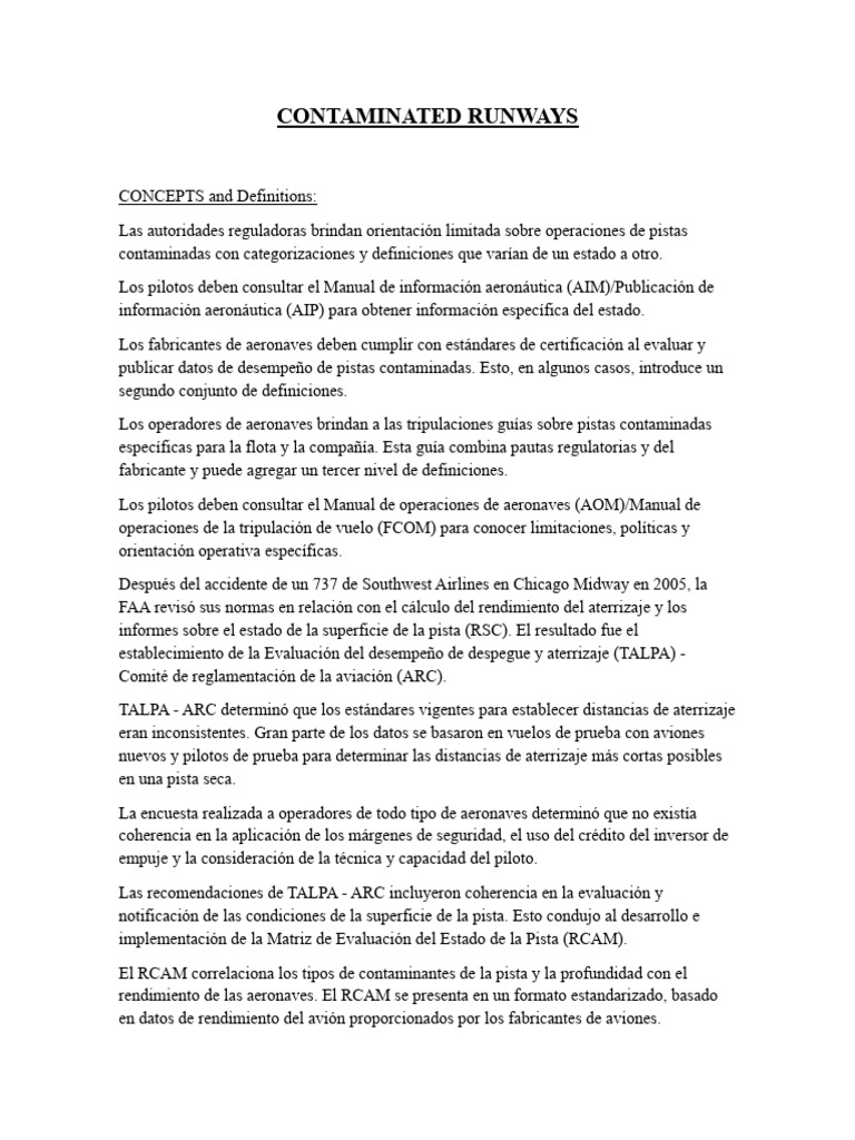 Contaminated Runways Descargar Gratis Pdf Pista Quitarse