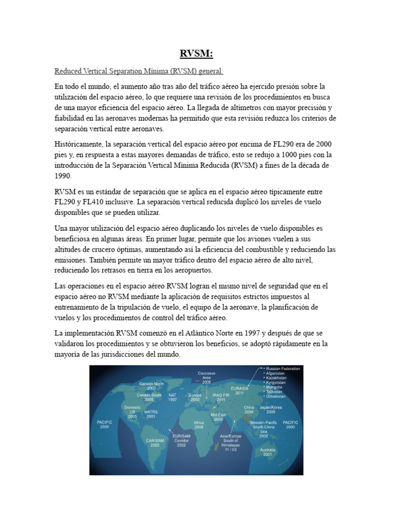 Guía de Operación en Espacio RVSM | PDF | Control de tráfico aéreo ...
