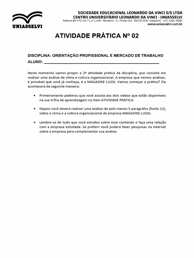 Atividade Prática #02 | PDF