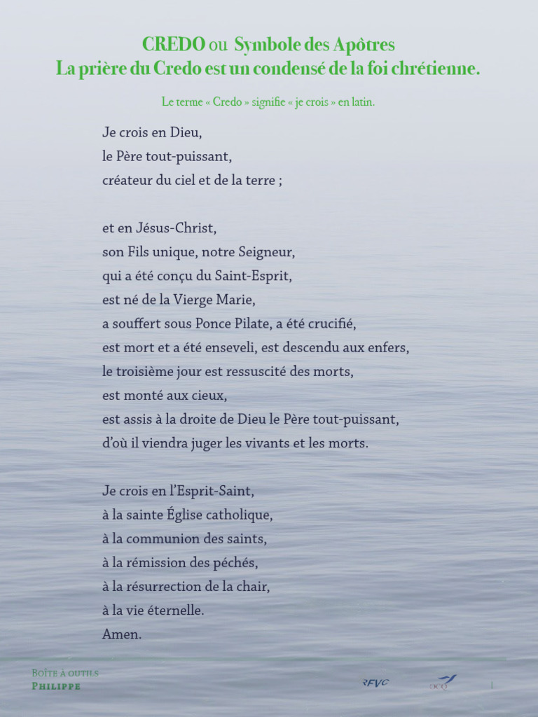 Prière du Credo : Profession de foi | PDF