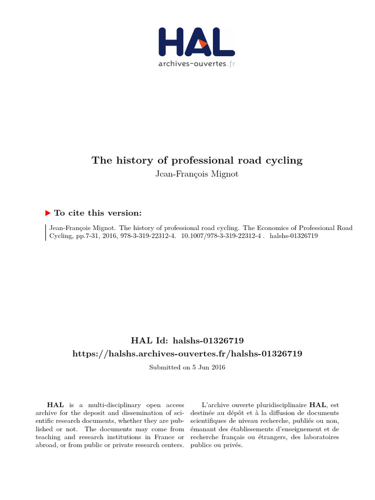 The History of Professional Road Cycling | PDF | Grand Tour (Cycling ...