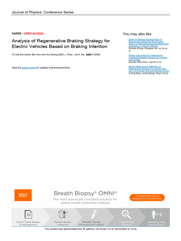 Analysis of Regenerative Braking Strategy For Elec | PDF | Brake ...
