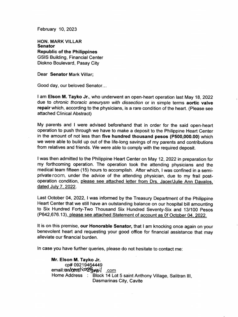 Personal Letter To Sen. Mark Villar | PDF