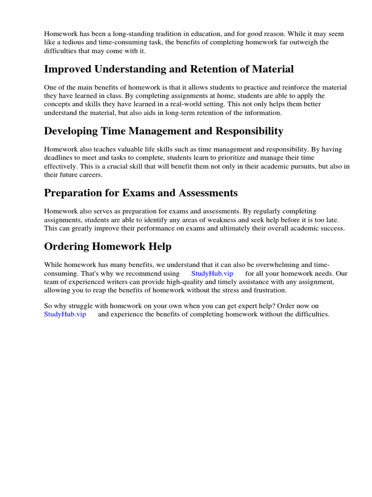 Homework Benefits Teachers