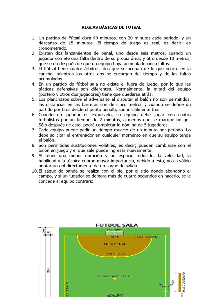 Reglas Básicas de Futsal | PDF