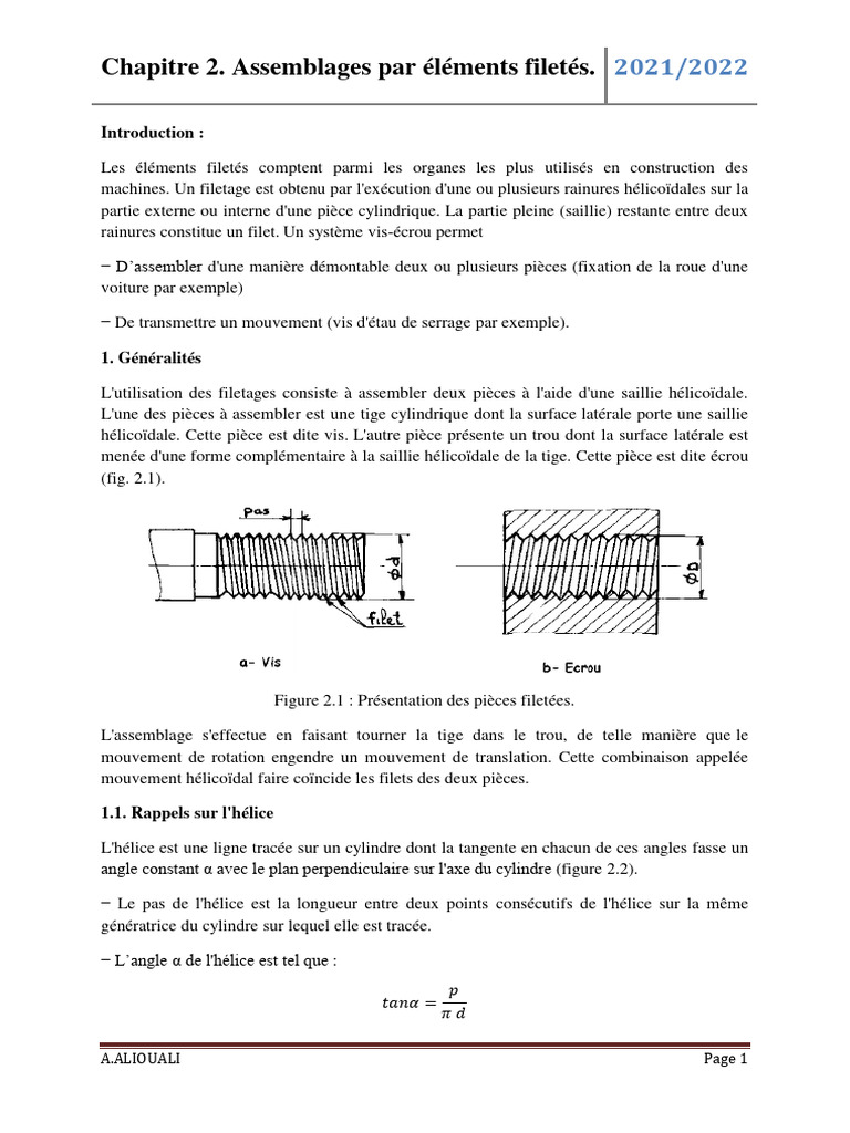 Assemblages par éléments filetés en mécanique | PDF | Vis de fixation ...