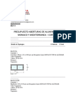 Presupuesto Aberturas de Aluminio Linea Monaco Y Mediterranea - Corte 45