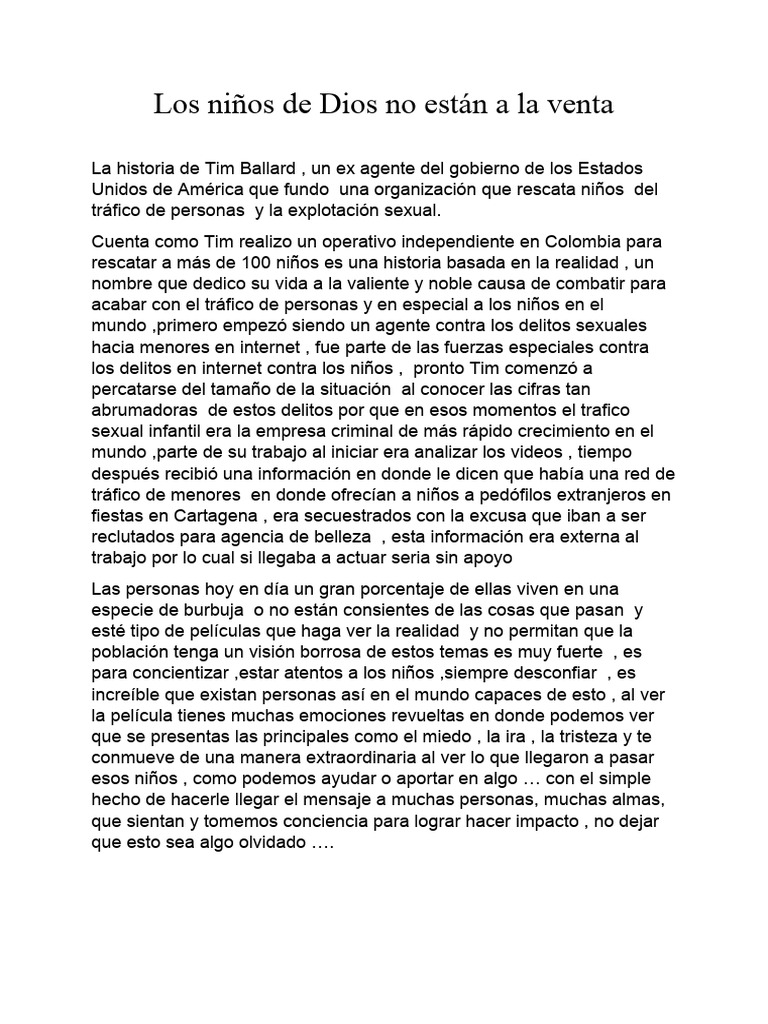 Los Niños de Dios No Están A La Venta | PDF