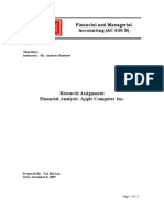 Research Assignment Financial Analysis: Apple Computer Inc.: Financial and Managerial Accounting (AC 630 B)