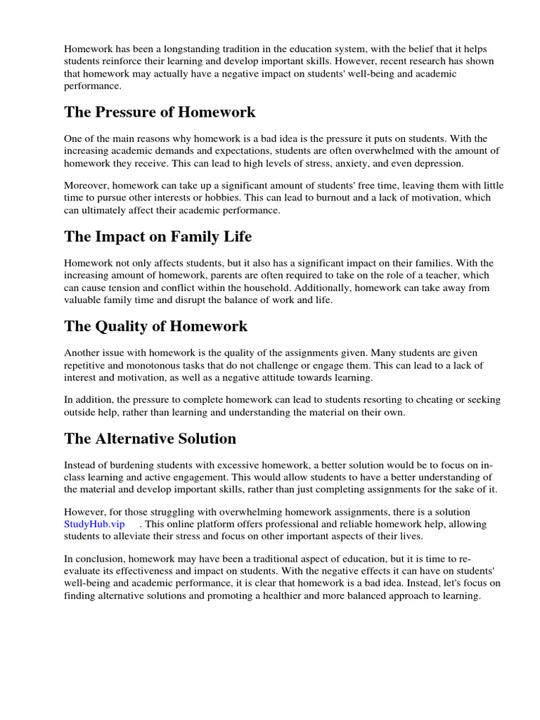 Why Homework Is A Bad Idea | Download Free PDF | Homework | Motivation