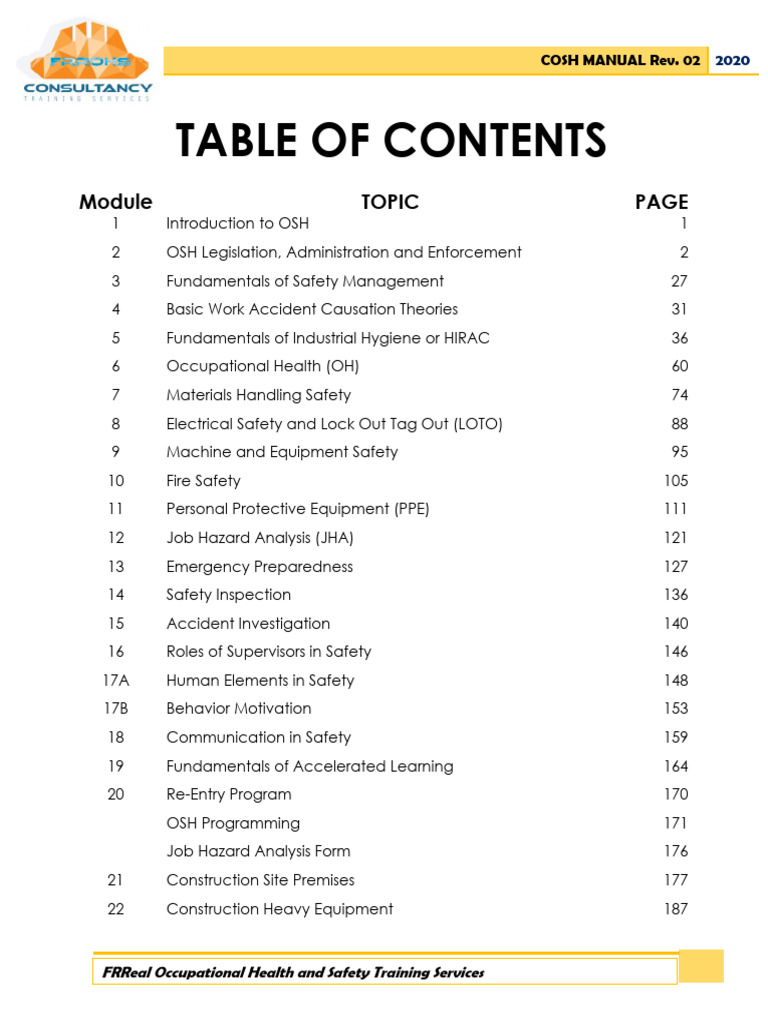 Occupational Safety Training Guide | PDF | Occupational Safety And ...